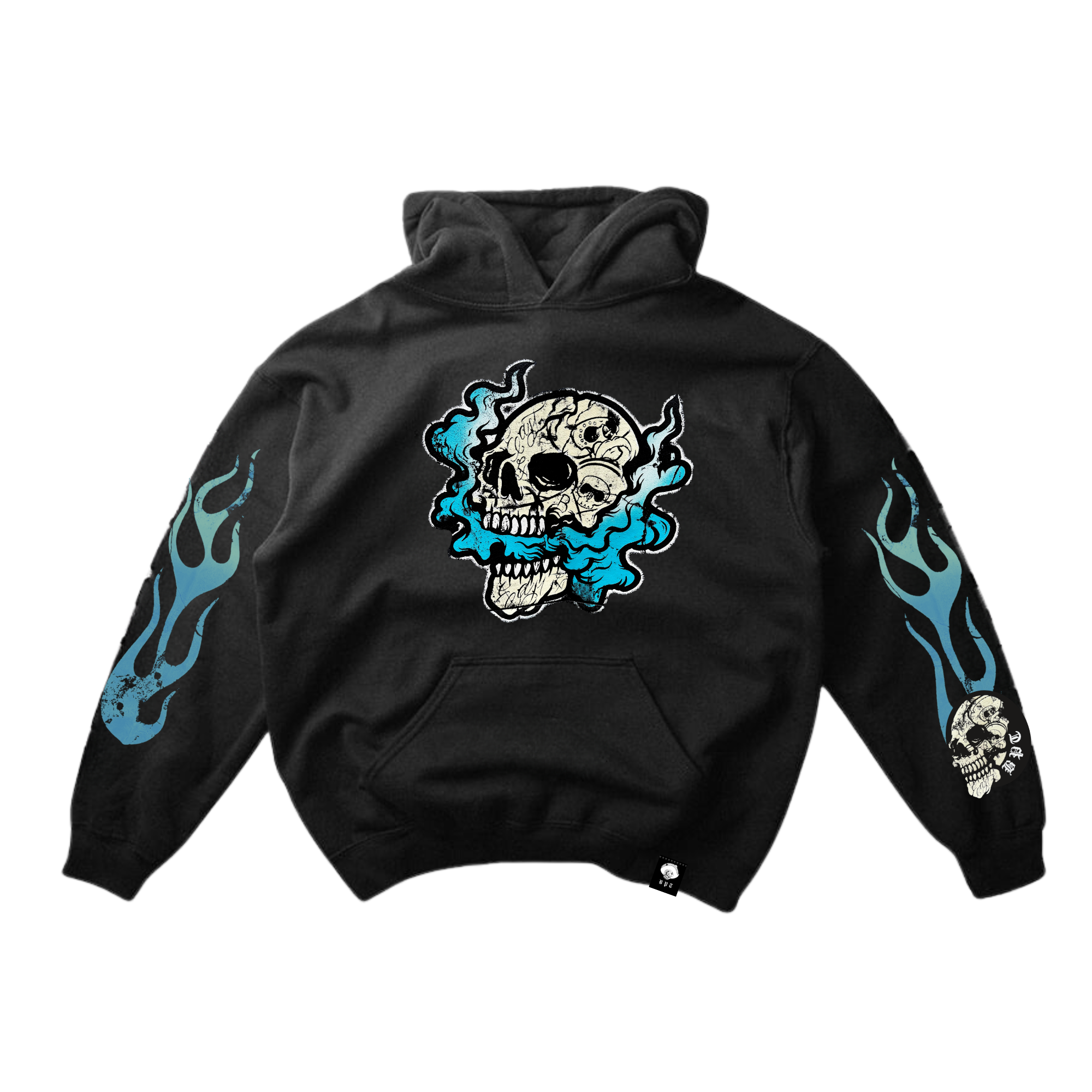 Blue Skull N Flames Premium Hoodie