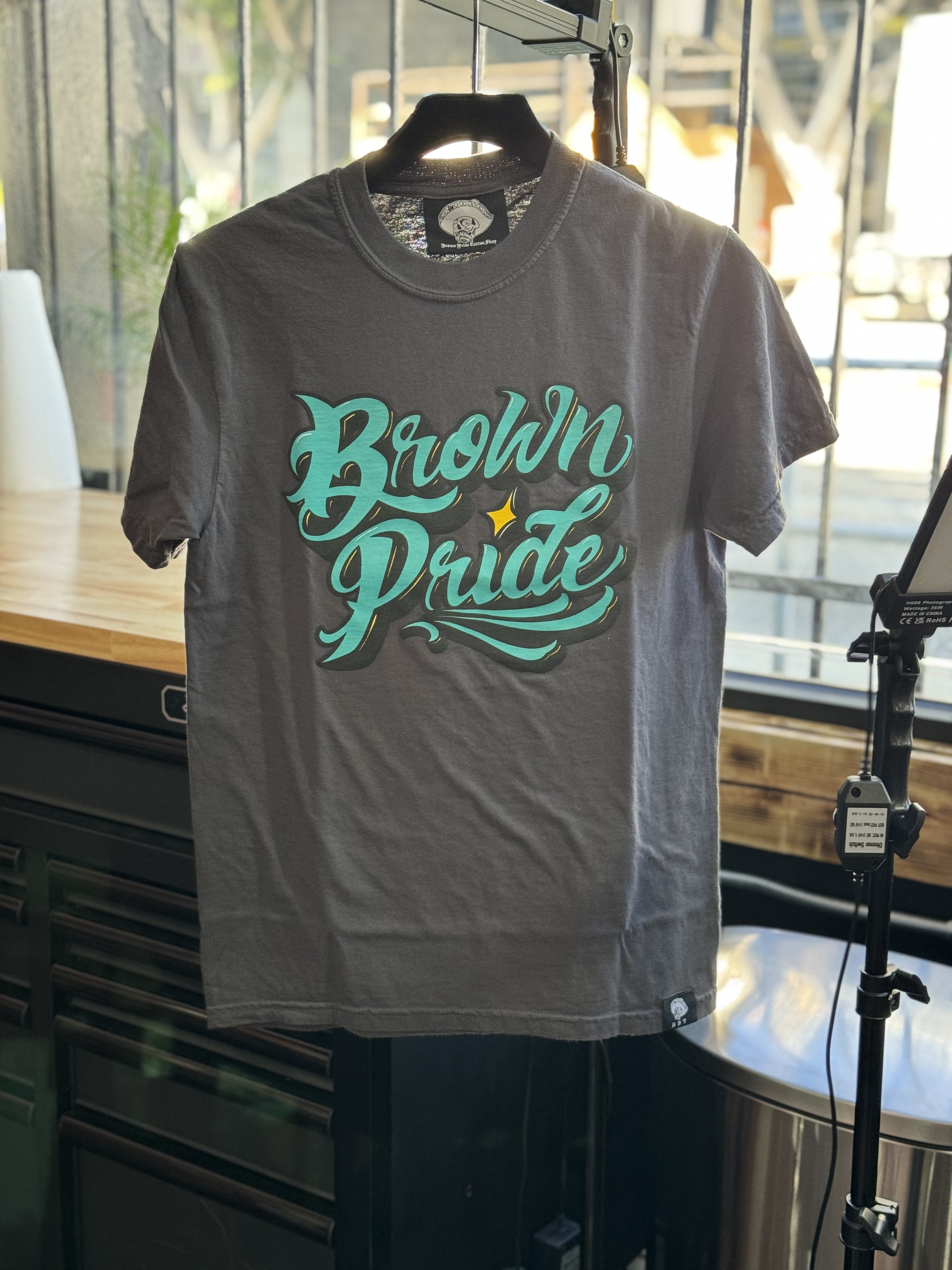 Brown Pride Freehand Blue on Grey Tee