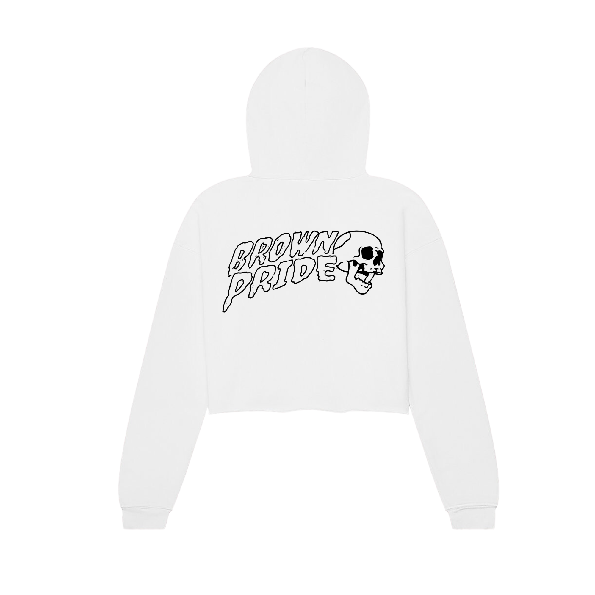 Brown Pride Retro Skull Crop Hoodie