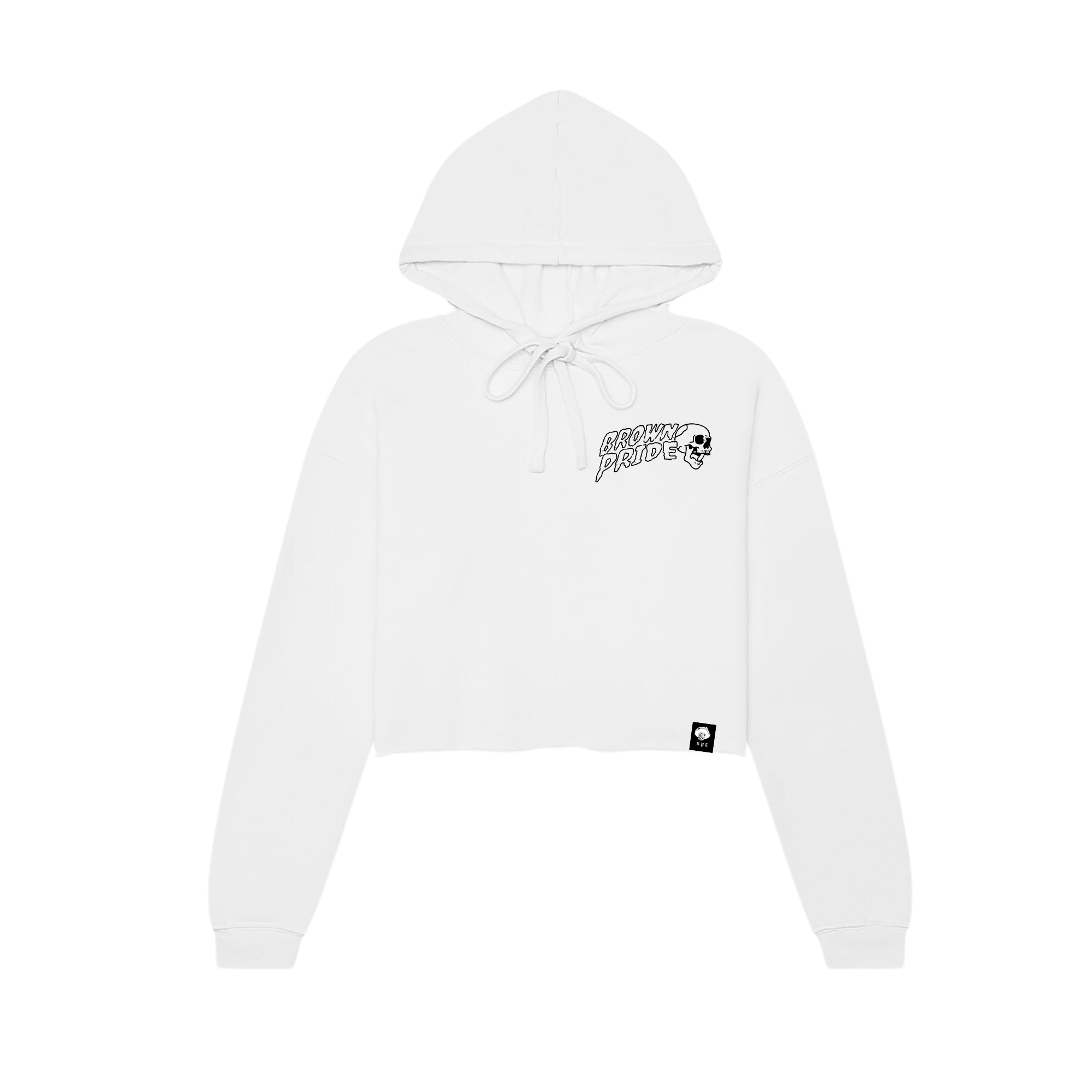 Brown Pride Retro Skull Crop Hoodie