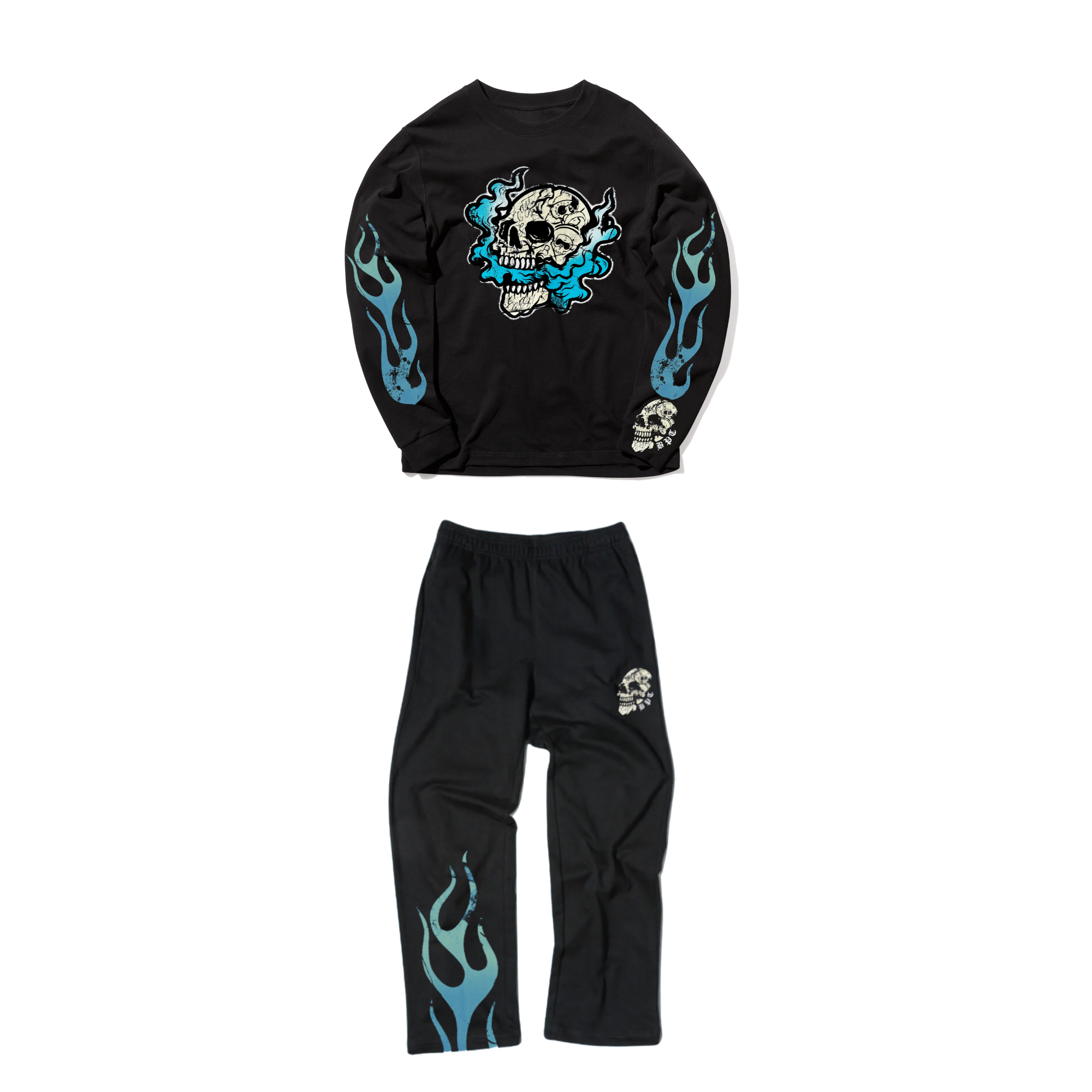 Blue Skull n Flames Set