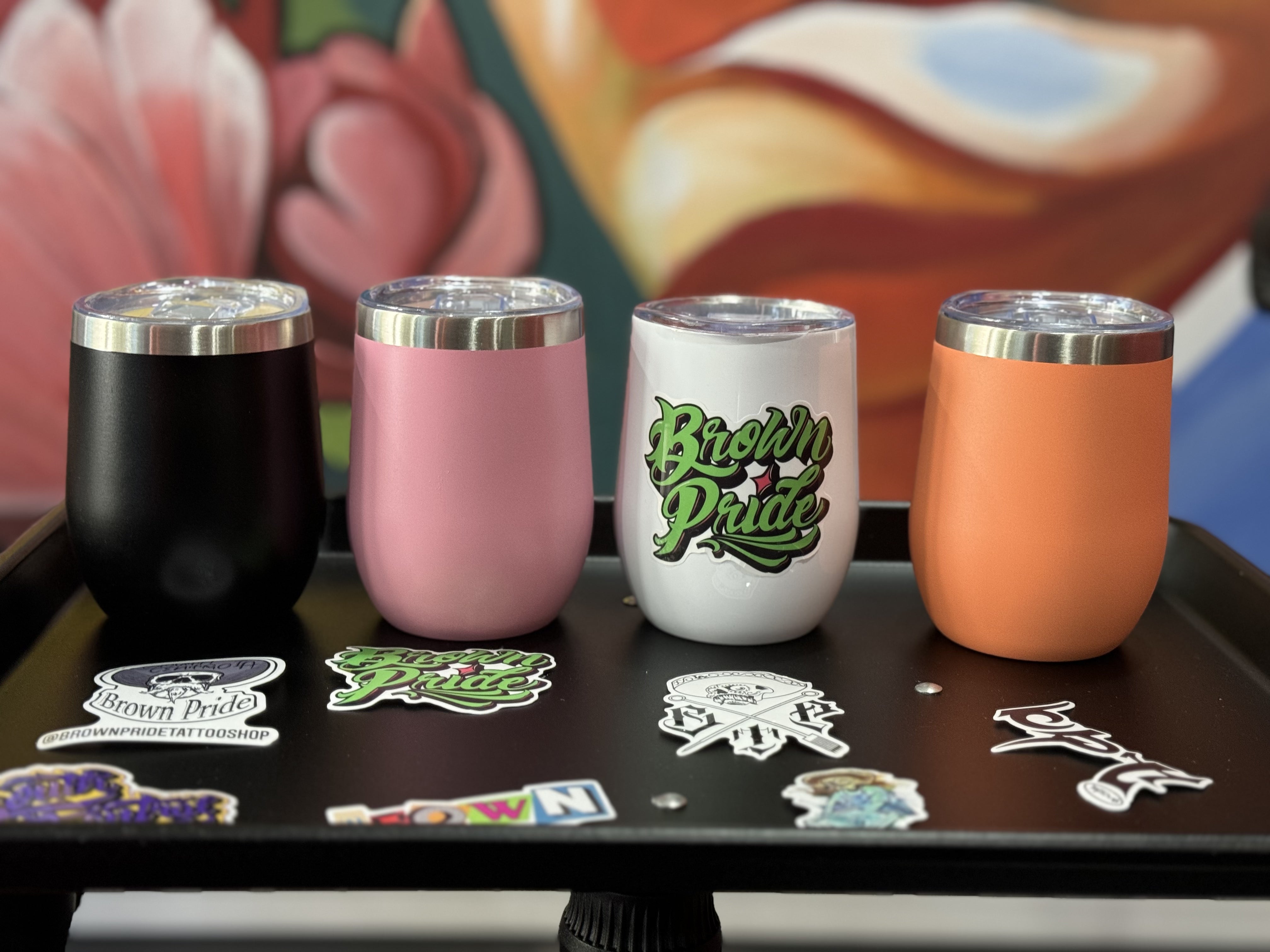 10oz. Insulated Stainless Steel Wine Tumblers with Water Resistant BPT Stickers