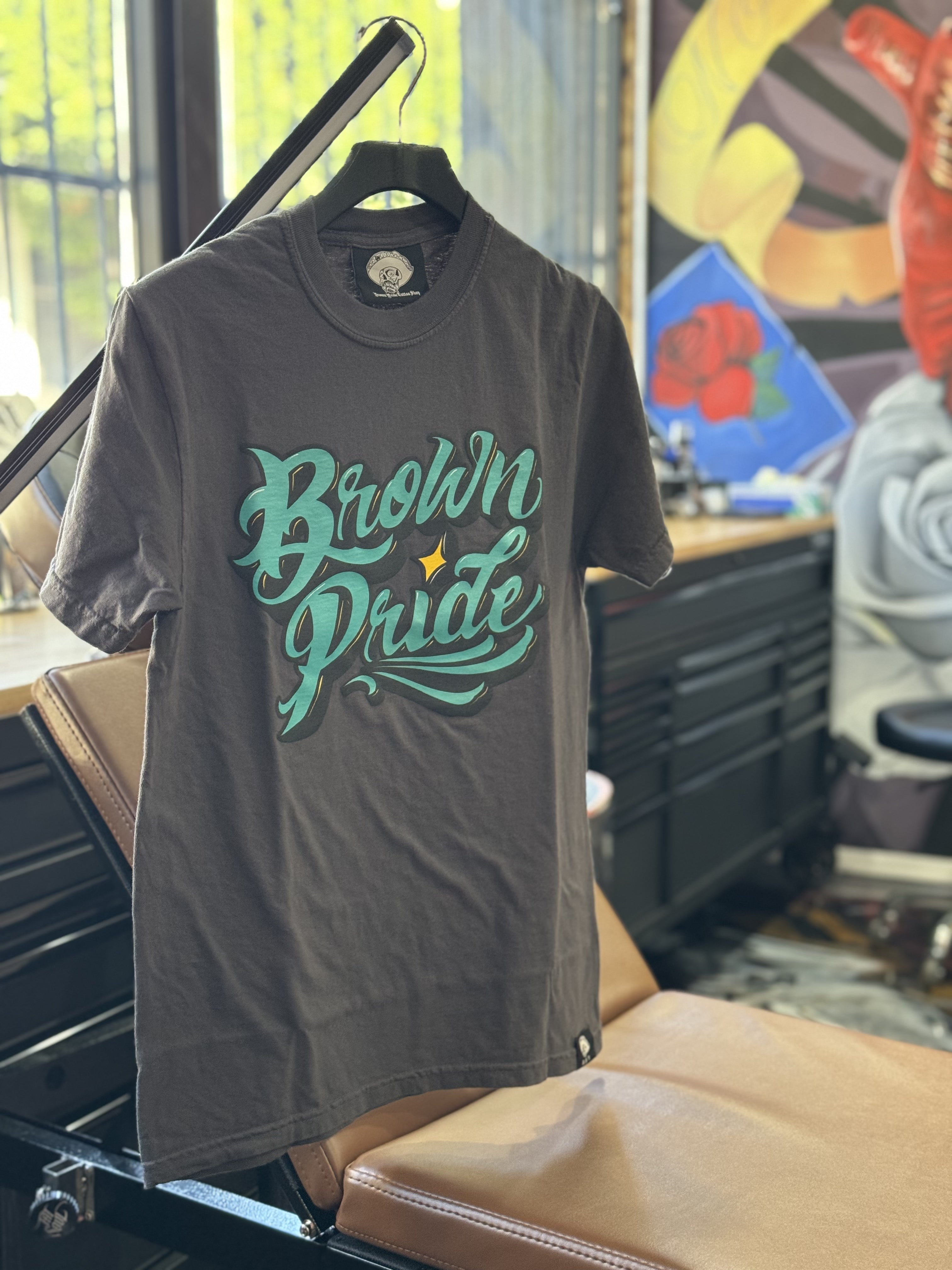 Brown Pride Freehand Blue on Grey Tee