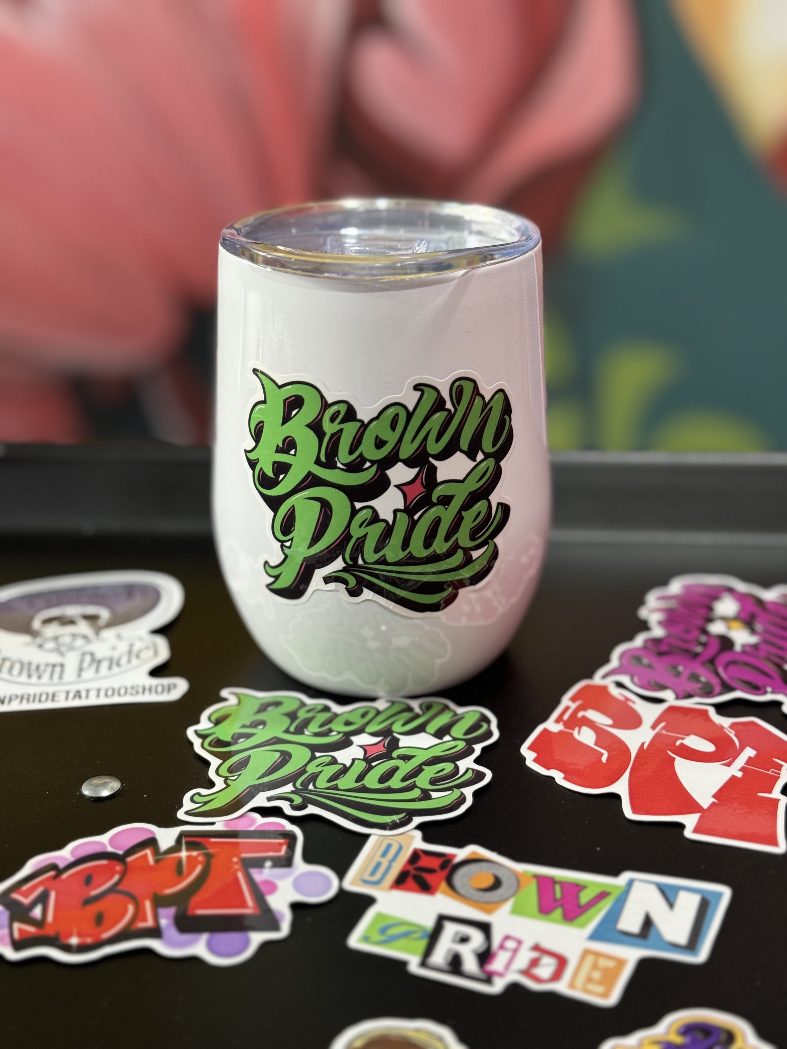 10oz. Insulated Stainless Steel Wine Tumblers with Water Resistant BPT Stickers