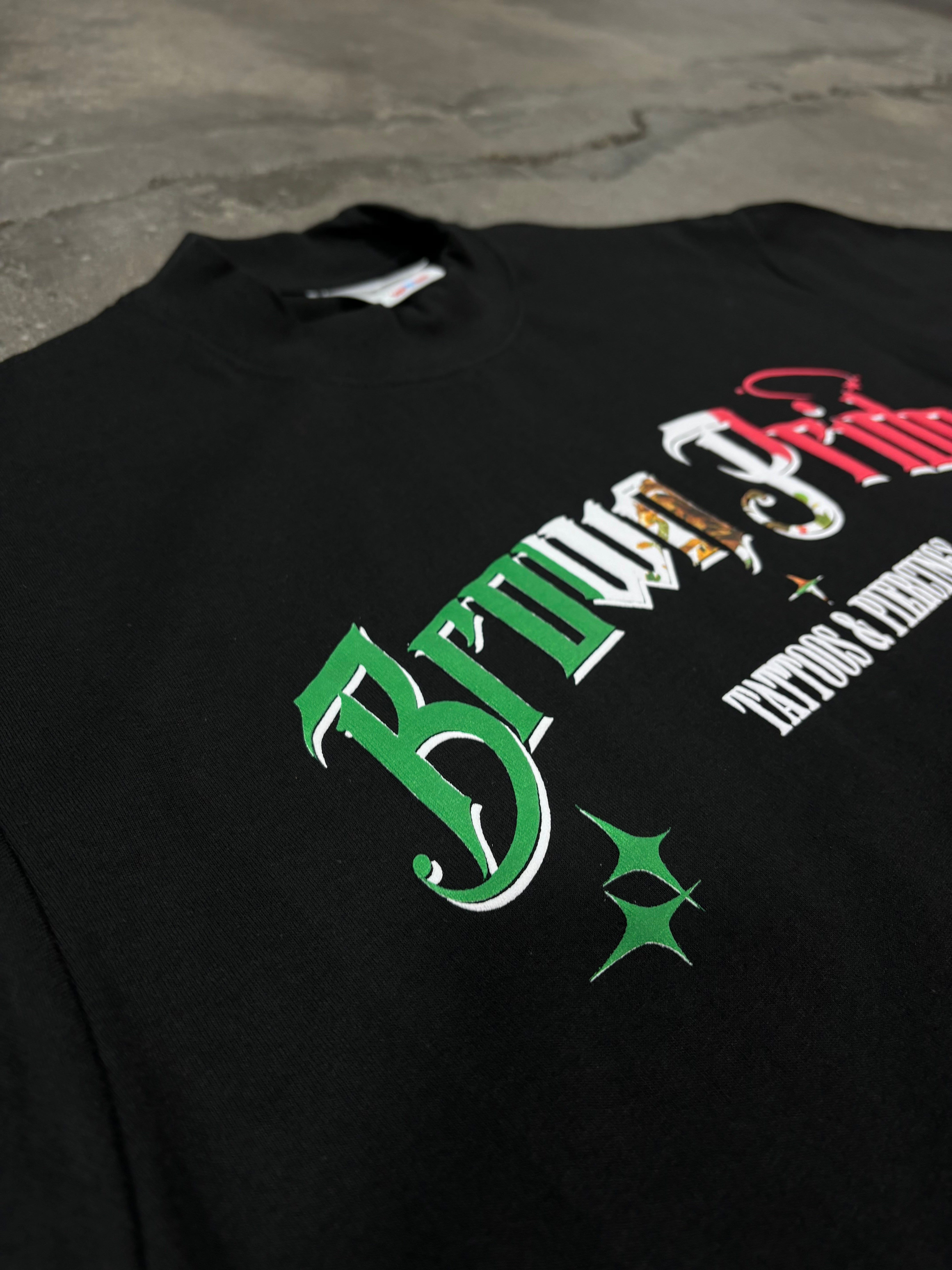 Mexican Flag Puff Print Drop Shoulder Crop Tee