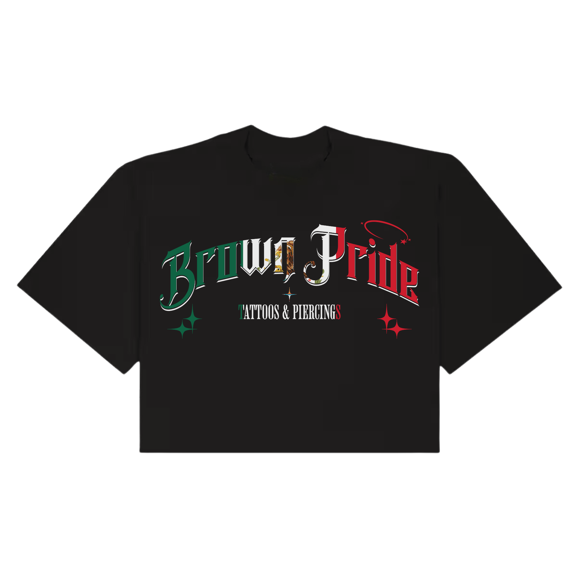 Mexican Flag Puff Print Drop Shoulder Crop Tee