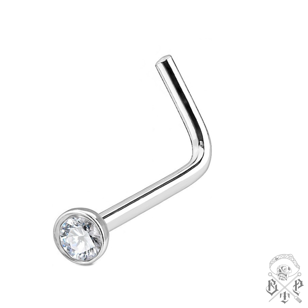 Steel Pressed Fit CZ Clear Gem Nose Pin