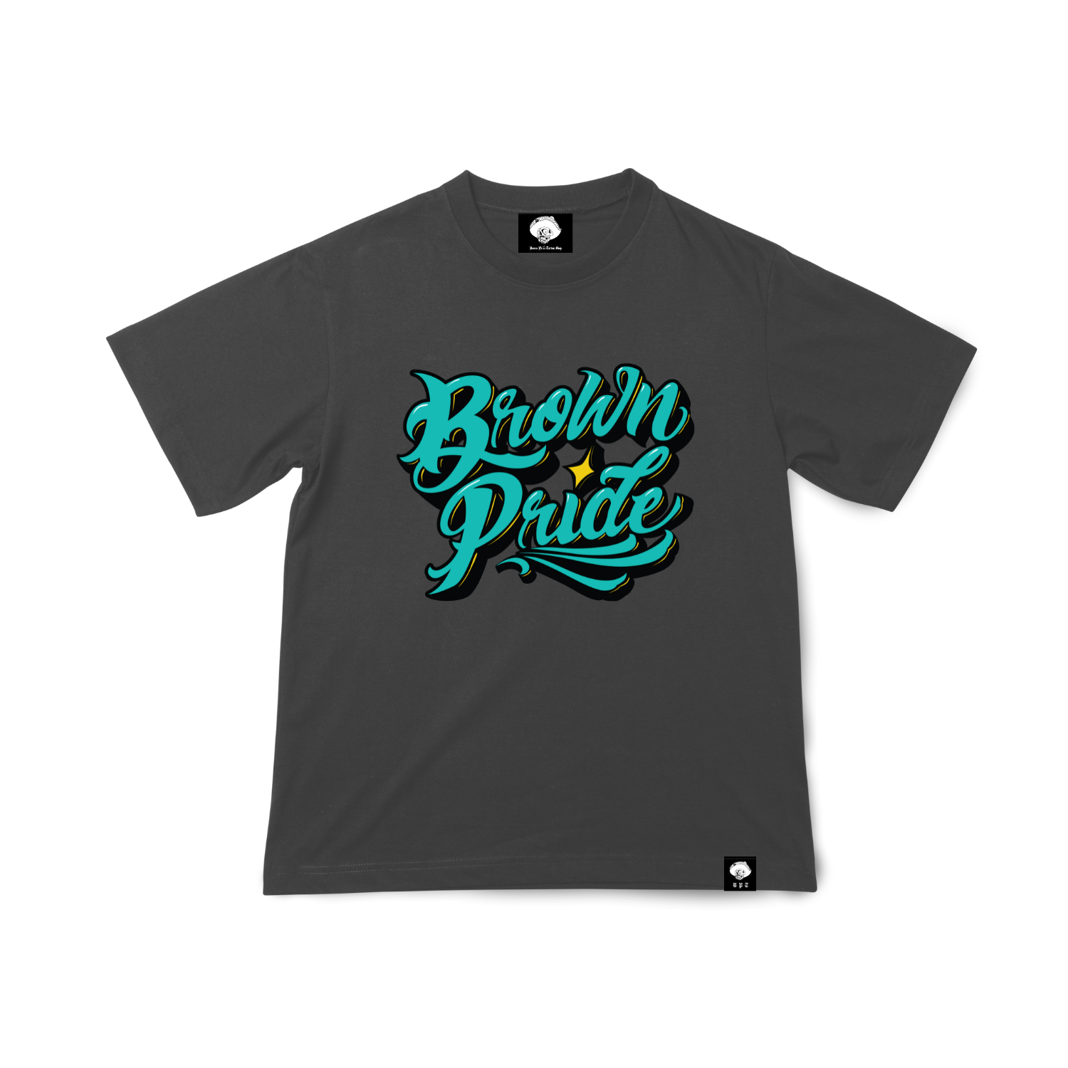 Brown Pride Freehand Blue on Grey Tee