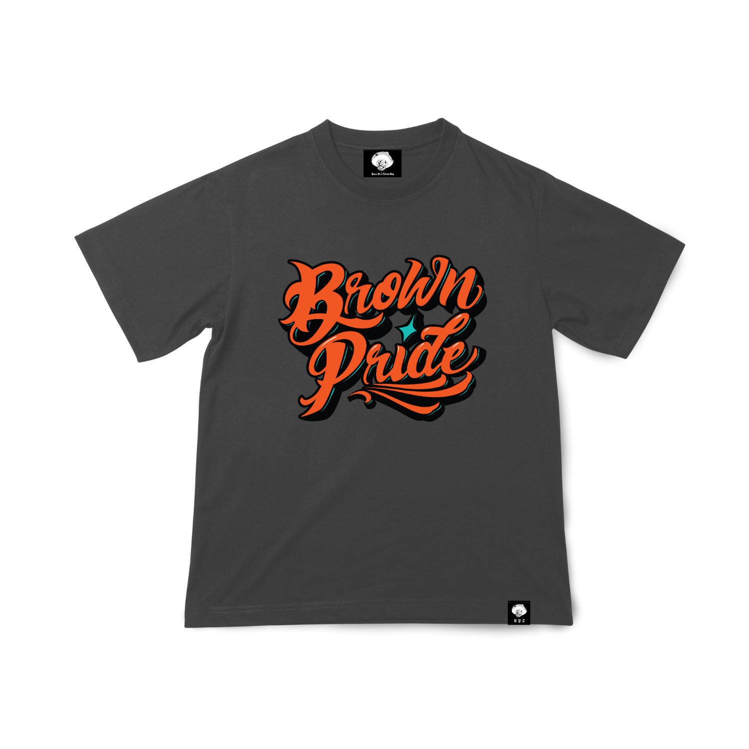 Brown Pride Freehand Orange on Grey Tee