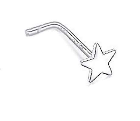 Sterling Silver Star L Bend Nose Stud Ring