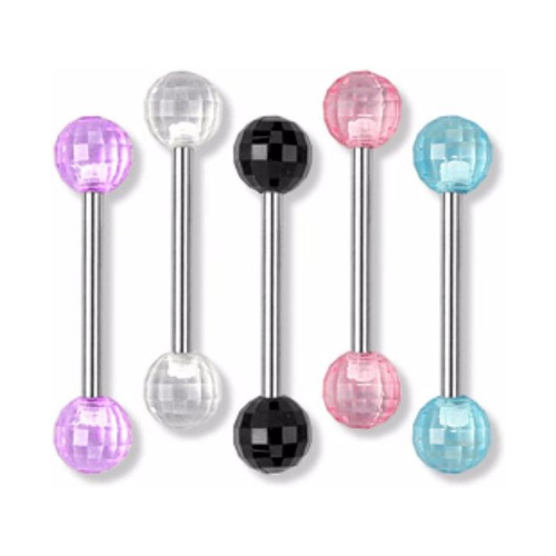 Acrylic Disco Ball Barbell Tongue Ring Pack