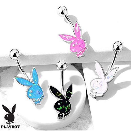 Opal Glitter Playboy Bunny Belly Ring