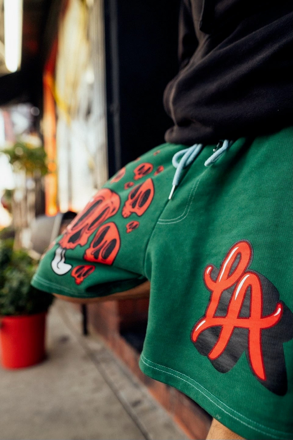 LAughing Skull Green Shorts