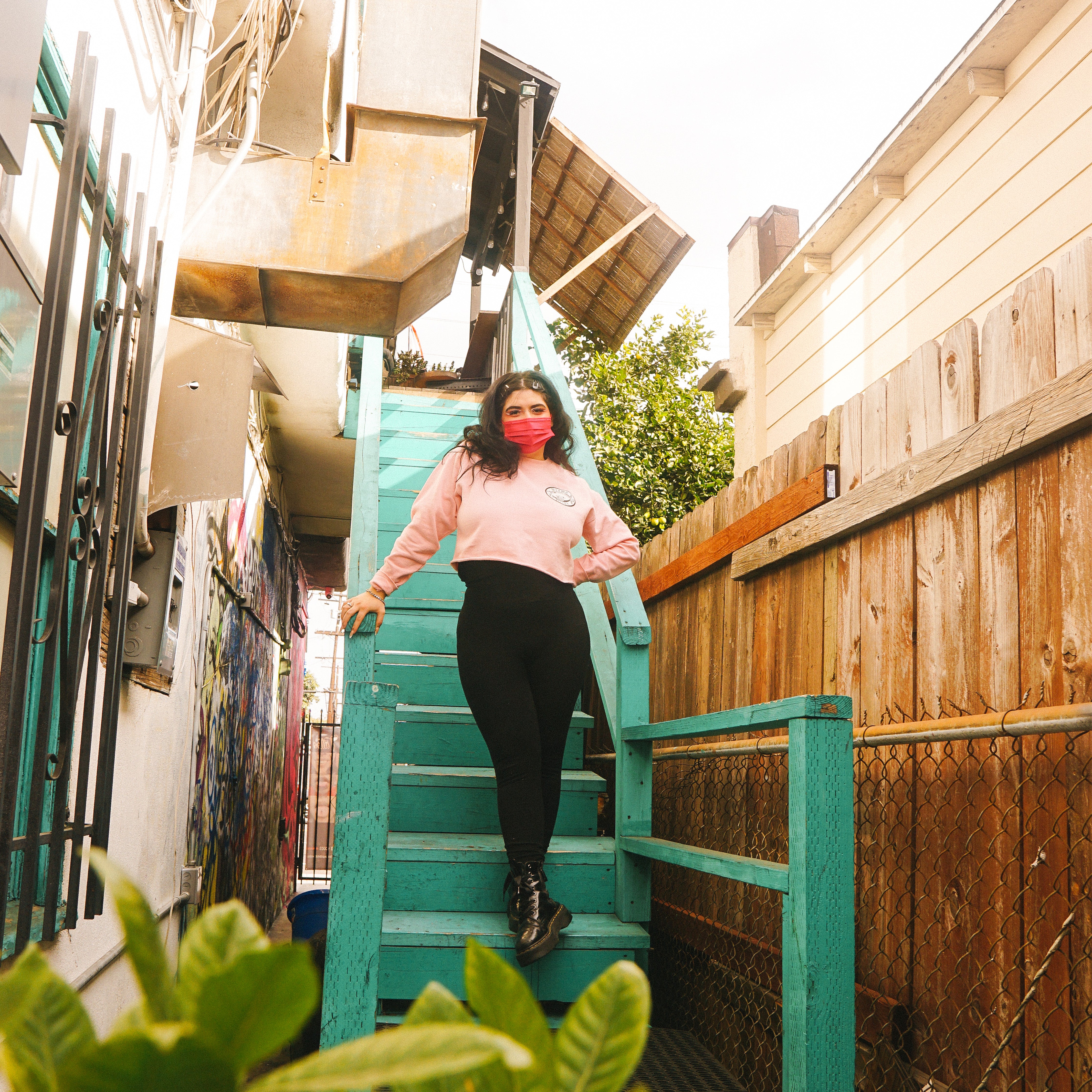 Brown Pride Tattoo Shop Pink Crop Hoodie