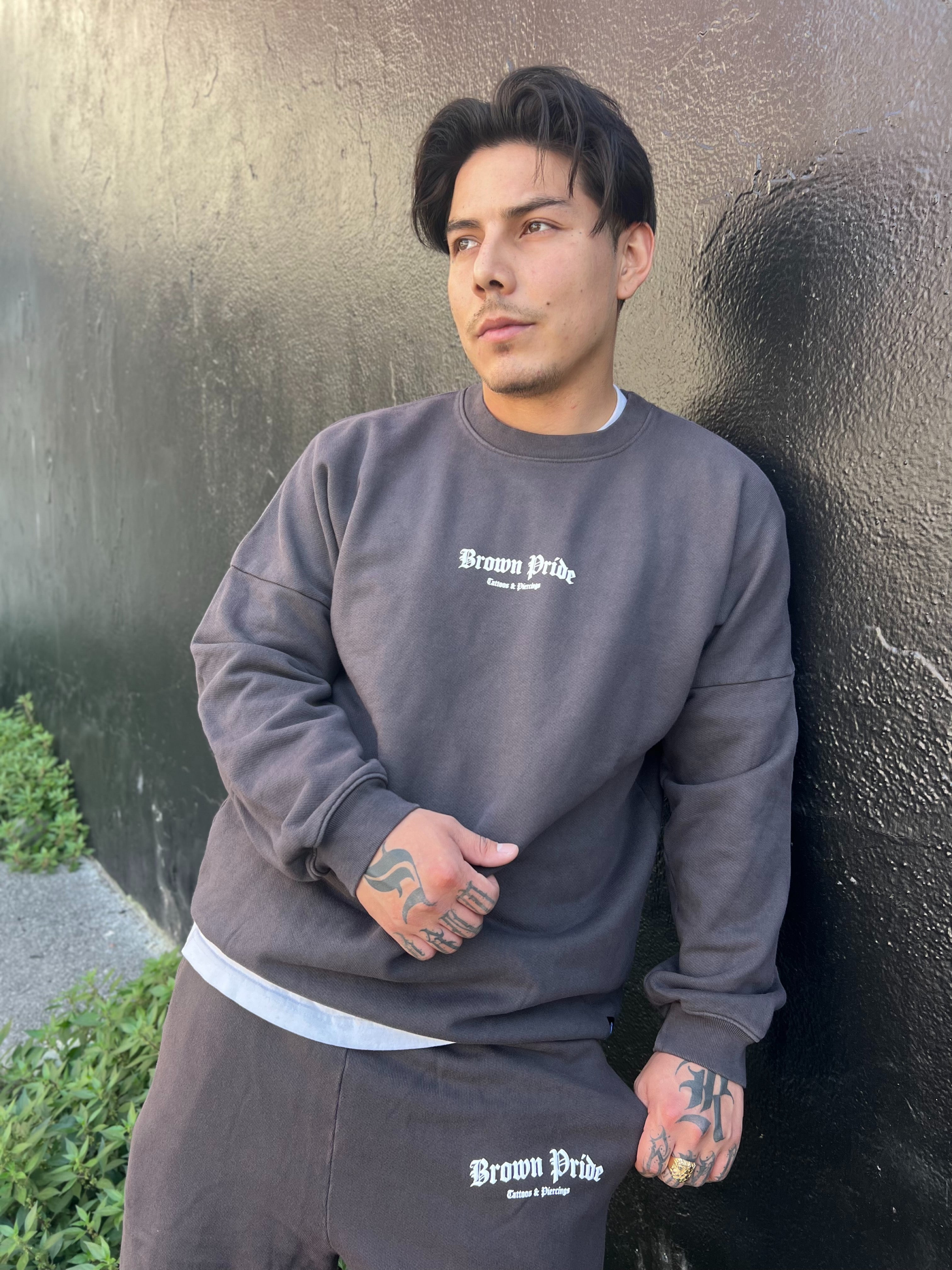 Grey Brown Pride Crew Neck and Sweatpants Set