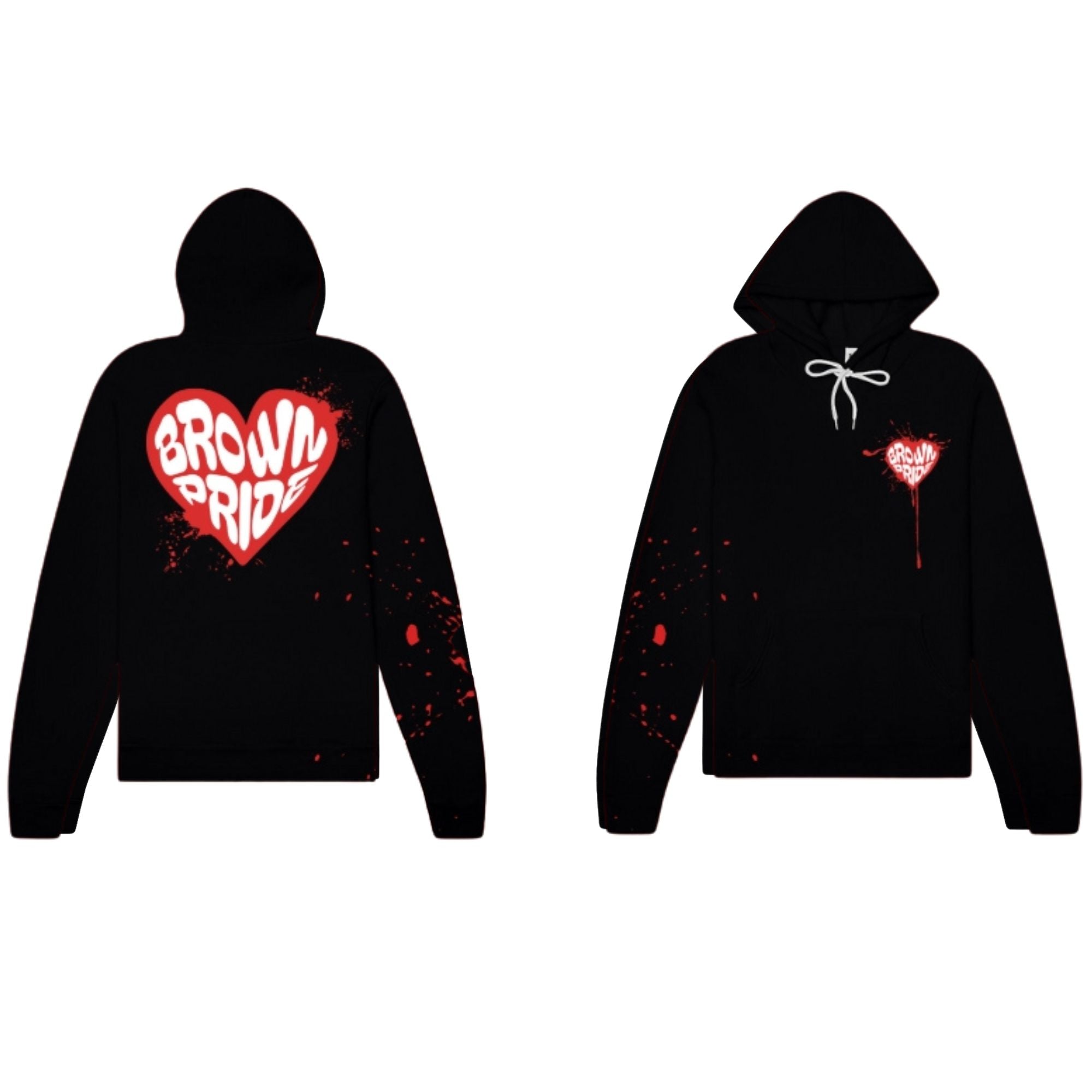 Brown Pride Heart BubbleBlack Hoodie