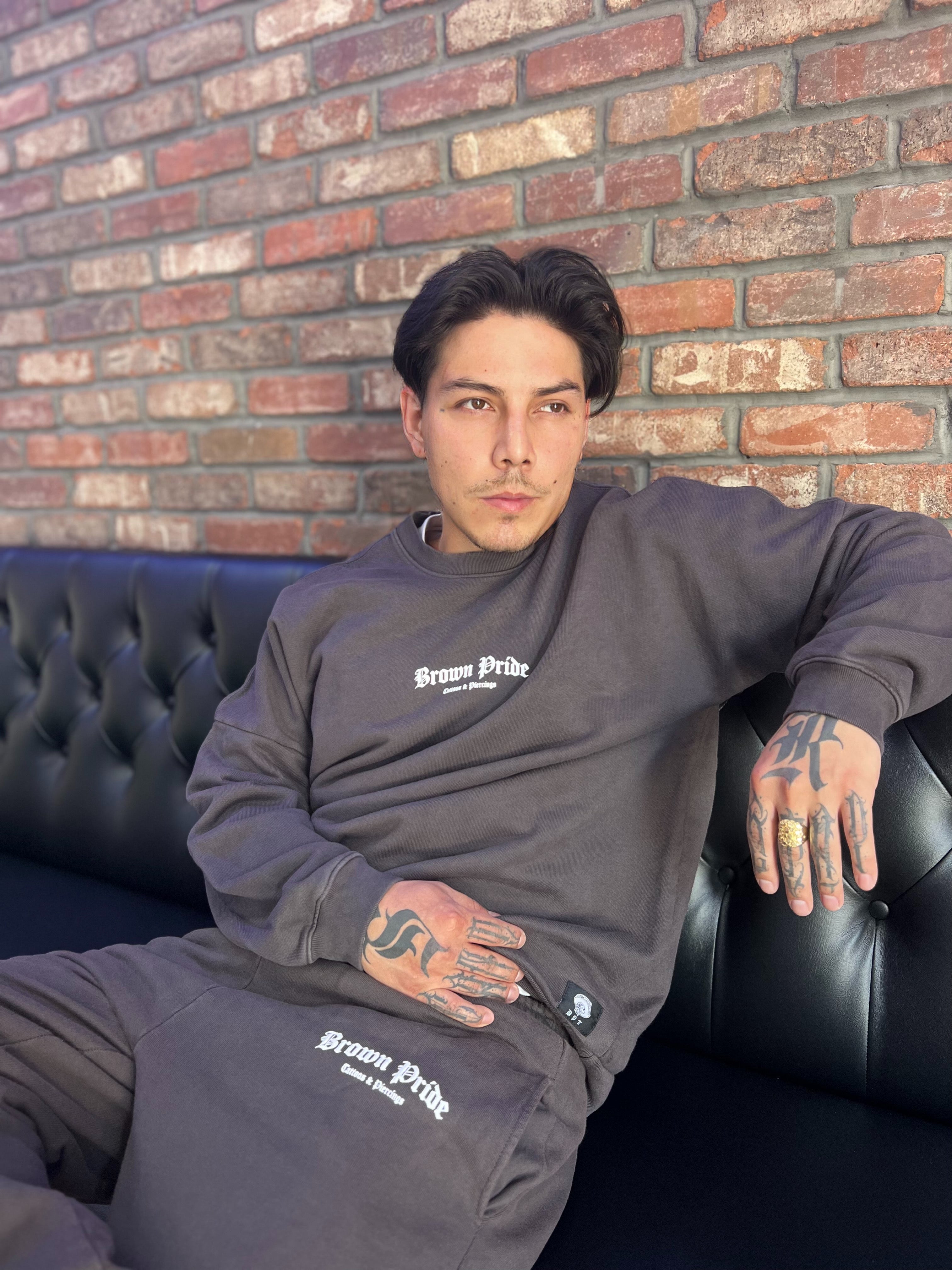 Grey Brown Pride Crew Neck and Sweatpants Set