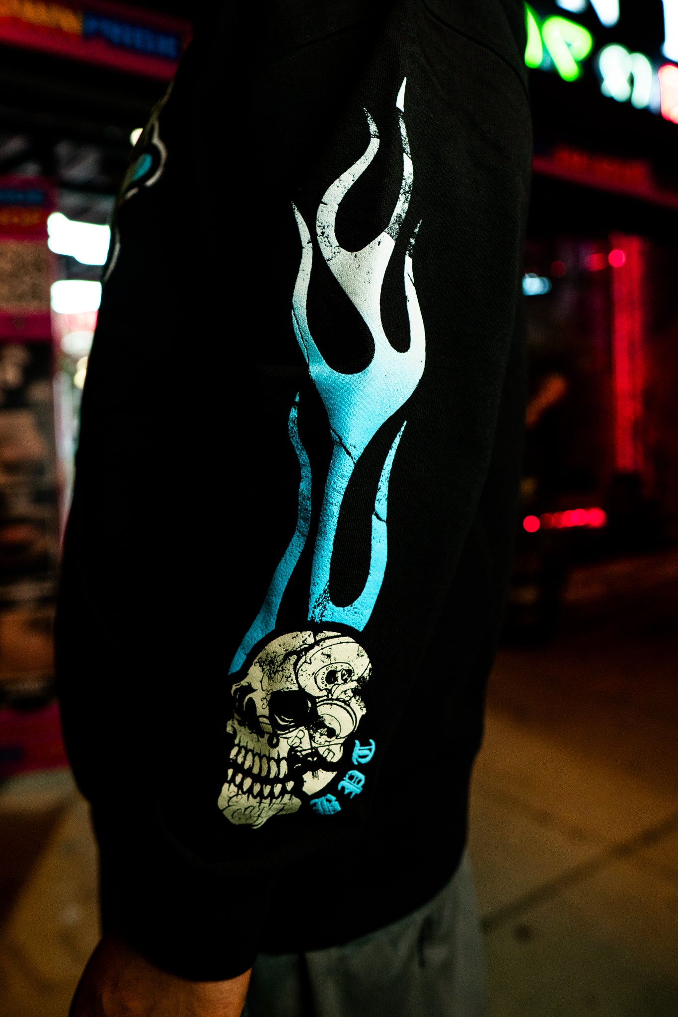 Blue Skull N Flames Premium Hoodie
