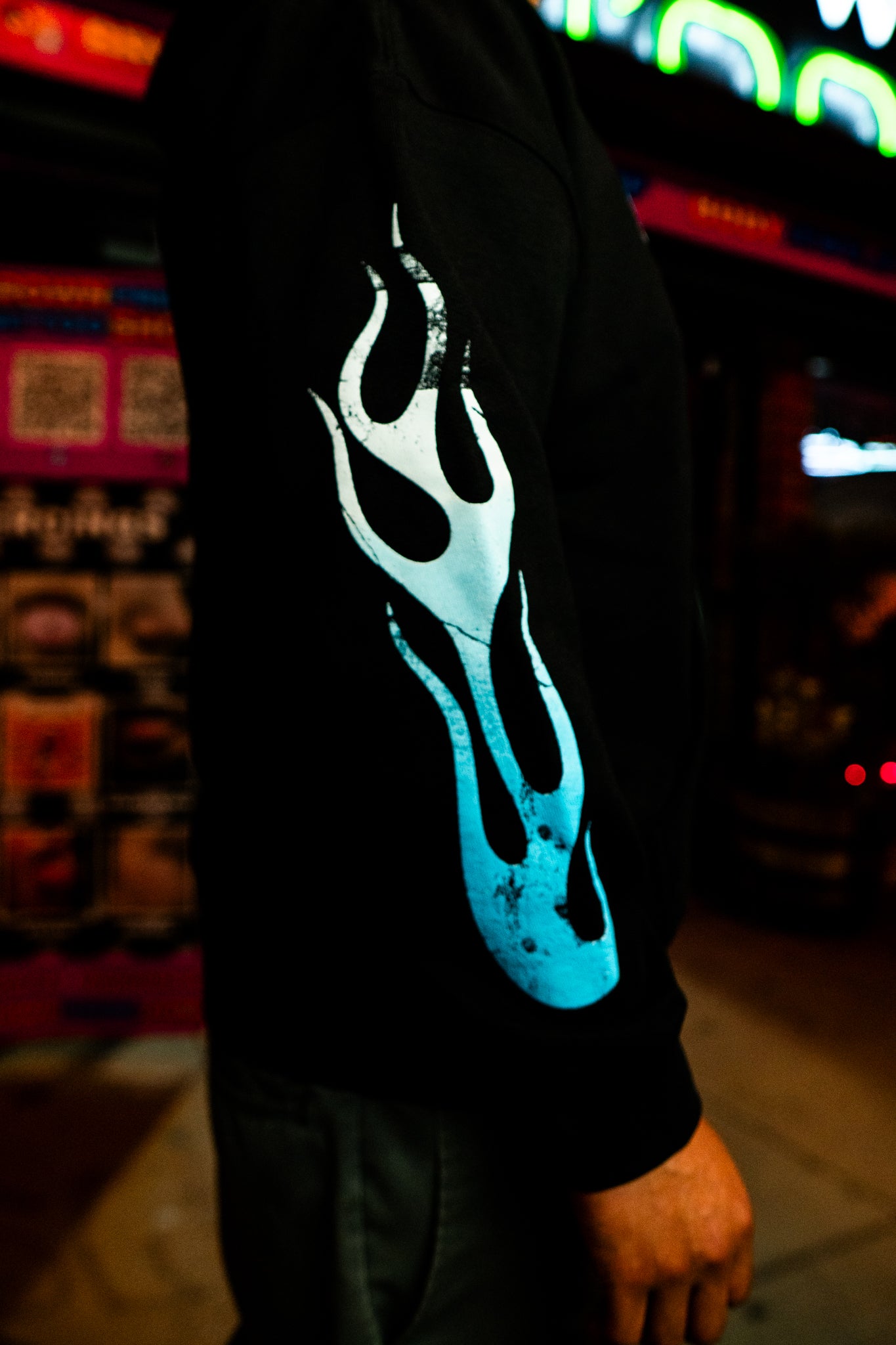 Blue Skull N Flames Premium Hoodie