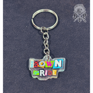 Brown Pride Magazine Letters Acrylic Keychain