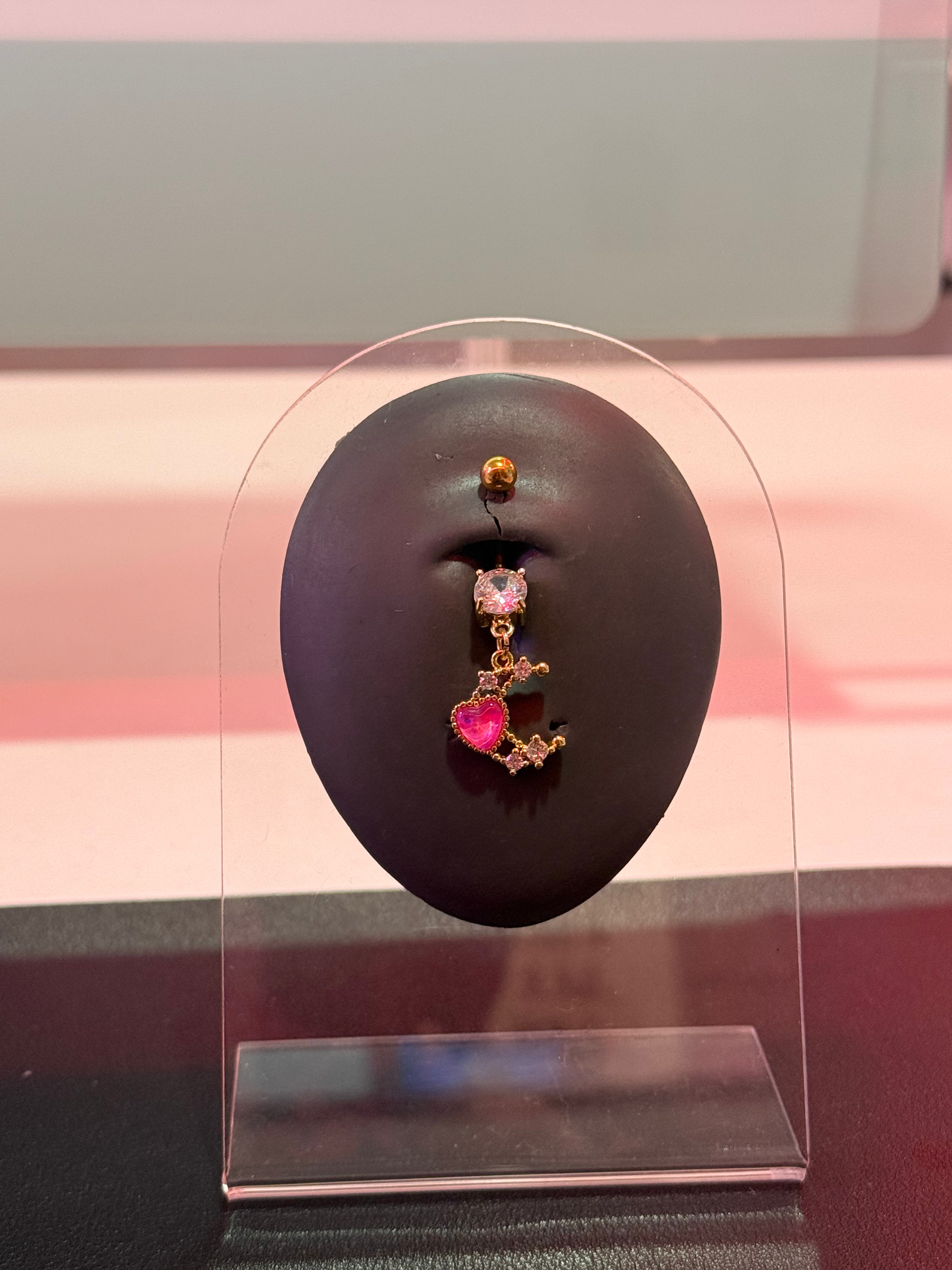 Moon and Heart Dangle Belly Piecing