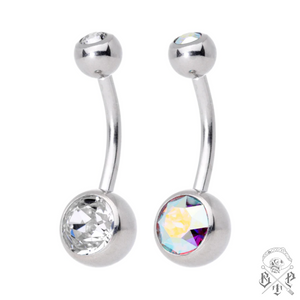 Double CZ Gem Classic Belly Ring