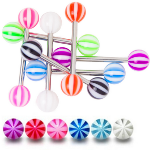 Acrylic Ball Stripe Tongue Rings