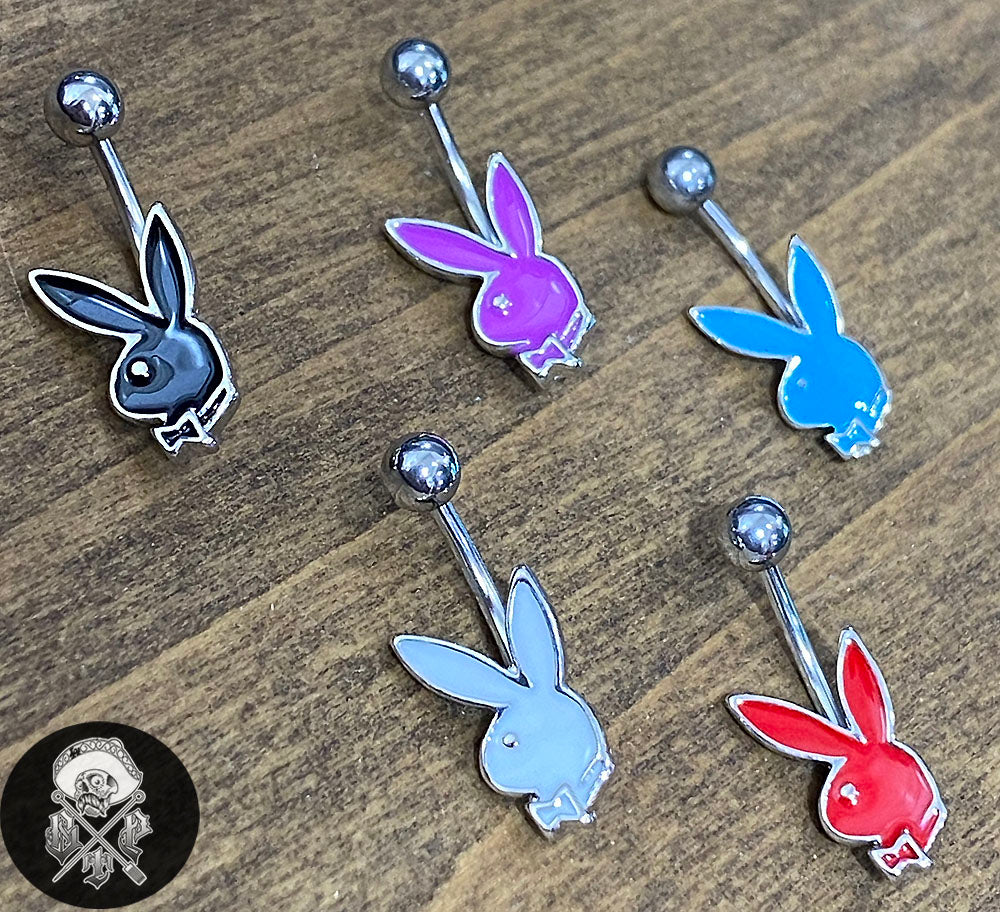 Enamel Playboy Bunny Steel Belly Ring