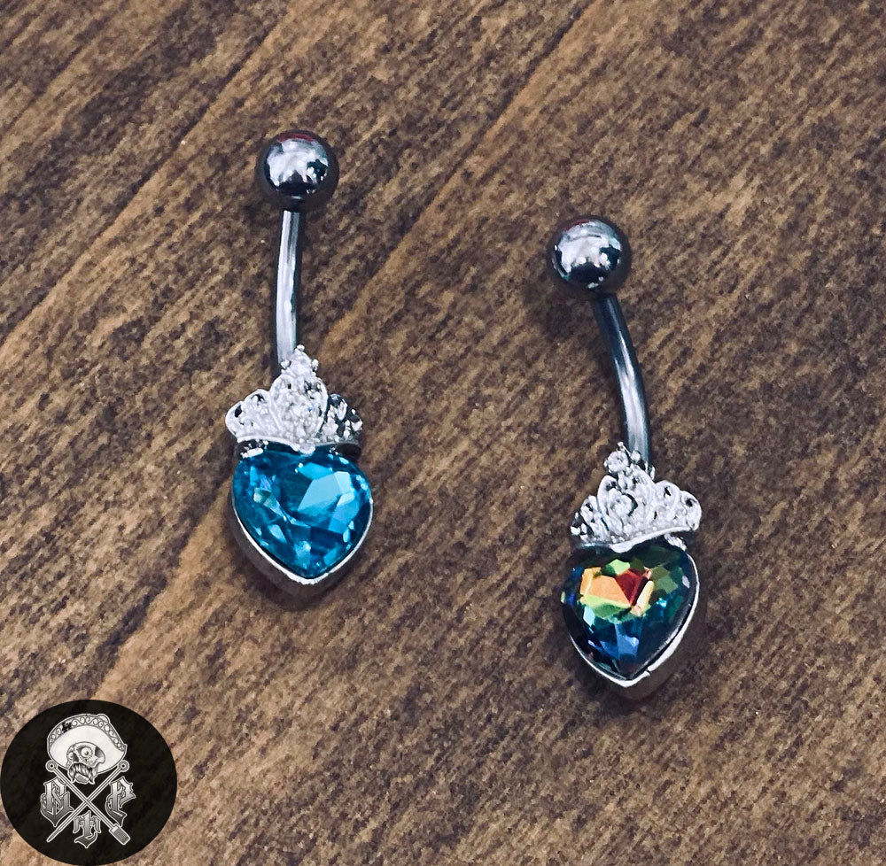 Heart Crystal Set Tiara Belly Ring