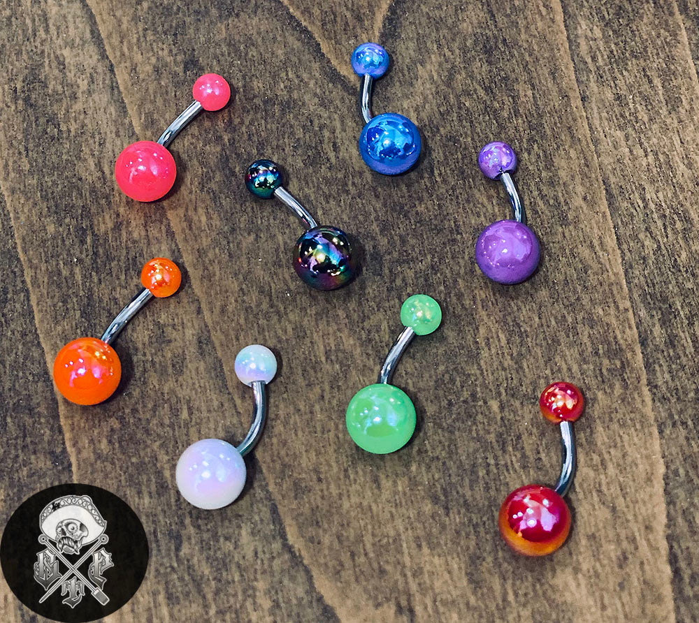 Metallic Coated Acrylic Ball Belly Ring