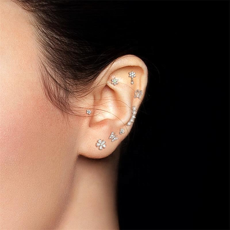 CZ Gemmed Butterfly Internally Threaded Flat Back Tragus