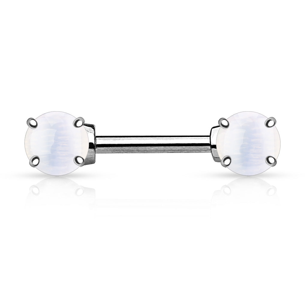 Pair Semi Precious Stone Prong Set Nipple Rings