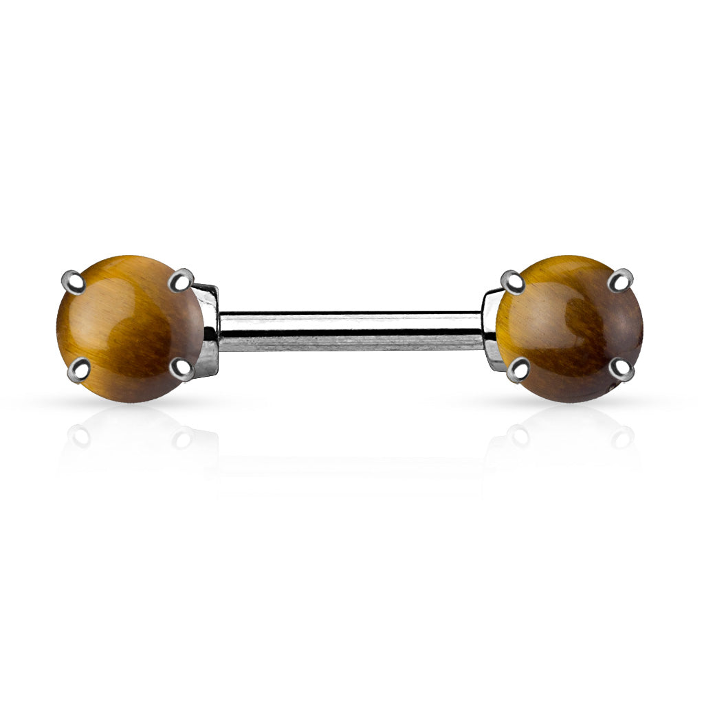 Pair Semi Precious Stone Prong Set Nipple Rings